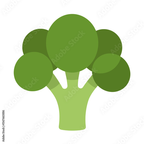 Fresh Broccoli Icon Flat Vector Illustration of Green Broccoli Florets for Healthy Eating, Vegan Recipes, and Farm-to-Table Concepts