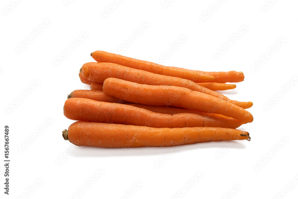 Fresh carrots stacked on top of each other on a transparent background. The bright orange color and natural texture are clearly visible. Fresh carrots stacked on top of each other on a transparent background. The bright orange color and natural texture are clearly visible.