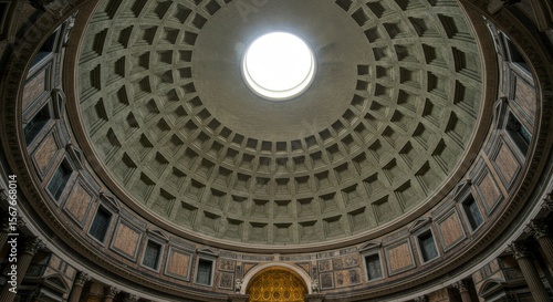 Wallpaper Mural Pantheon's interior showcases a majestic dome, coffered ceiling, and oculus, illuminating the space below Torontodigital.ca