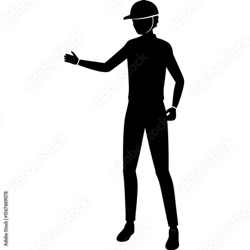 Person in cap gesturing silhouette gesture