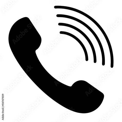 Black telephone handset with sound waves communication