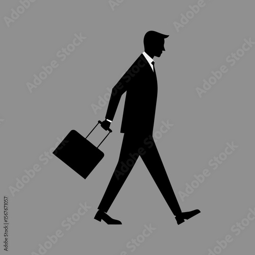 Businessman walking with briefcase suit