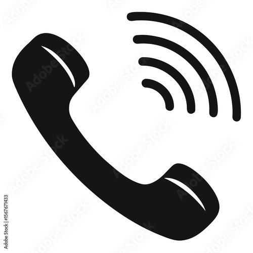 Black telephone handset with sound waves communication