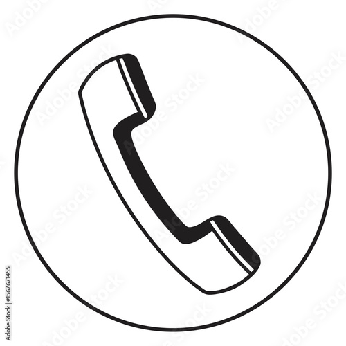 Simple black telephone handset icon communication technology