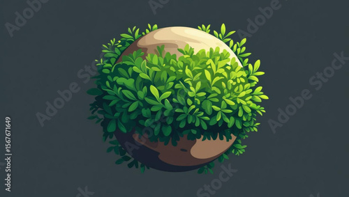 Lush Green Foliage on a Sphere