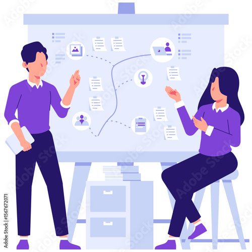 two men and a woman making plans