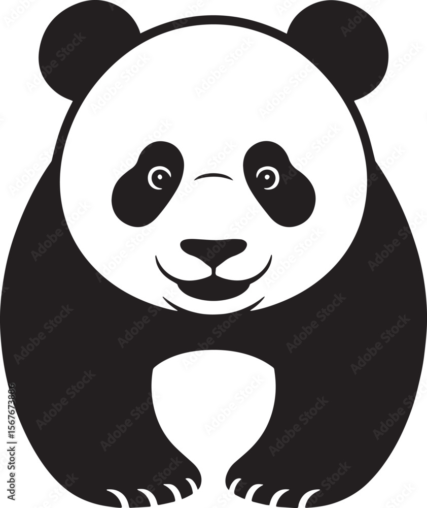 panda black silhouette vector, Simple silhouette Design vector icon with white background. Wild Animal Vector panda black silhouette vector, Simple silhouette Design vector icon with white background. Wild Animal Vector
