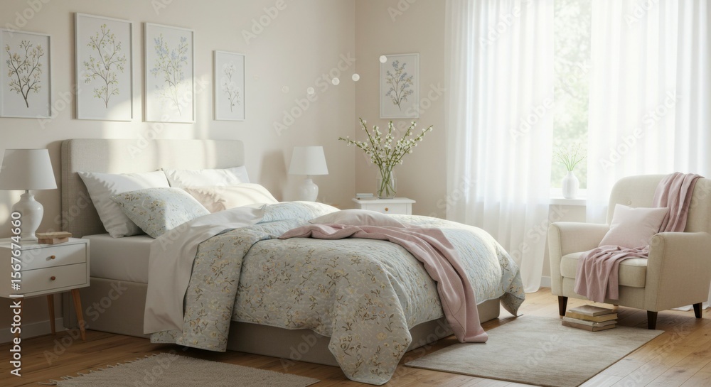 Obraz premium Cozy bedroom interior