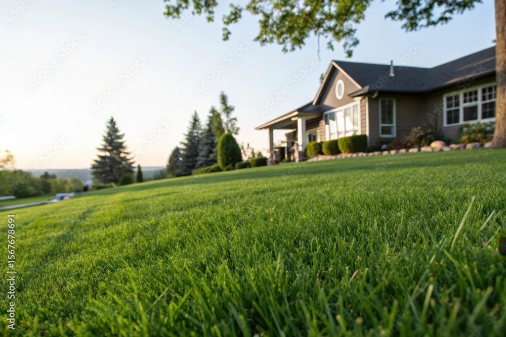 custom made wallpaper toronto digitalSerene suburban home with lush green lawn under clear sky