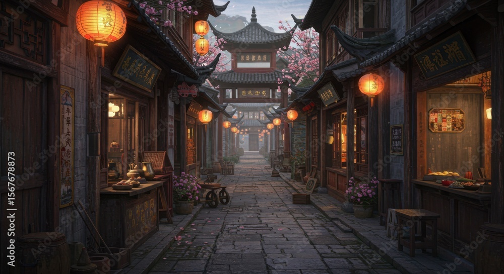 Fototapeta premium Ancient Asian Alleyway