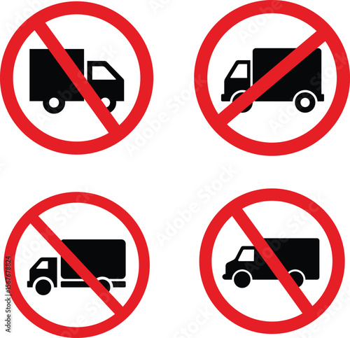 No trucks allowed signs illustrating restrictions on commercial vehicle traffic