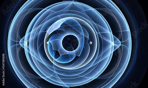 Abstract Blue Energy Flow Design with Dynamic Circular Patterns