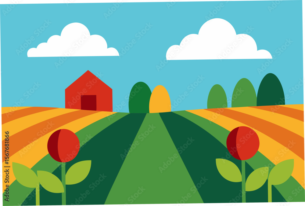 Fototapeta premium autumn landscape with houses