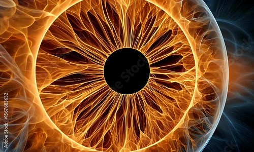 Abstract Digital Art of Glowing Eye Design in Vivid Colors