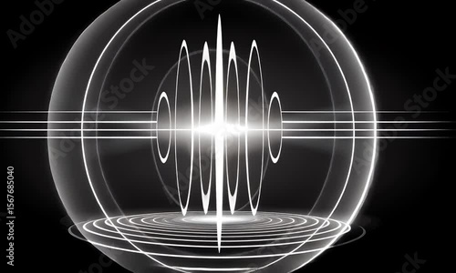 Abstract Black Background with Radiating Light Patterns and Waves