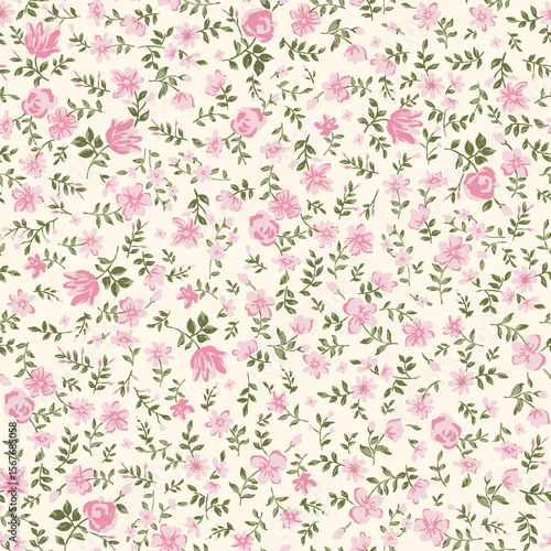 seamless connecting  beautiful pink rose flower print pattern for summers 