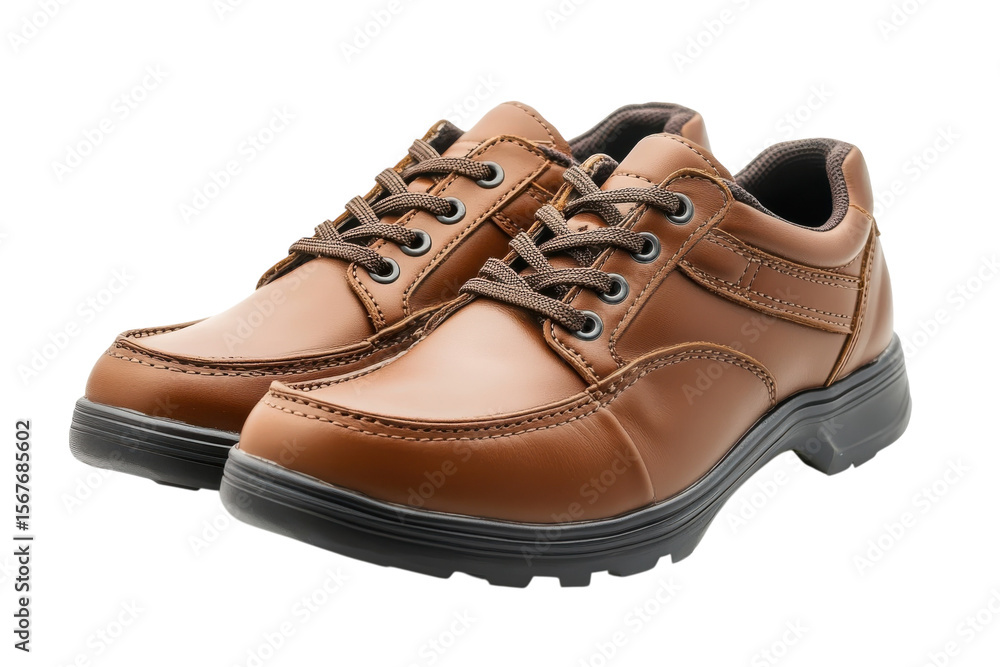 Stylish and Comfortable Men s Tan Brown Leather Dress Shoes Lace Up Casual Loafers Footwear on transparent background Stylish and Comfortable Men s Tan Brown Leather Dress Shoes Lace Up Casual Loafers Footwear on transparent background