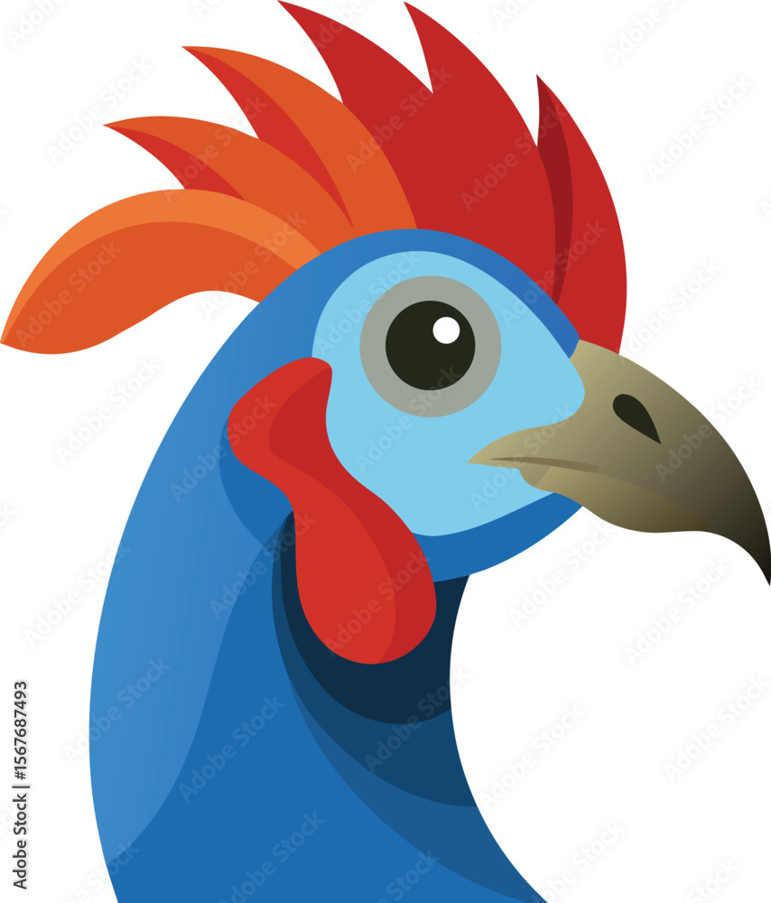 Obraz premium Rooster Vector Cartoon Blue Head