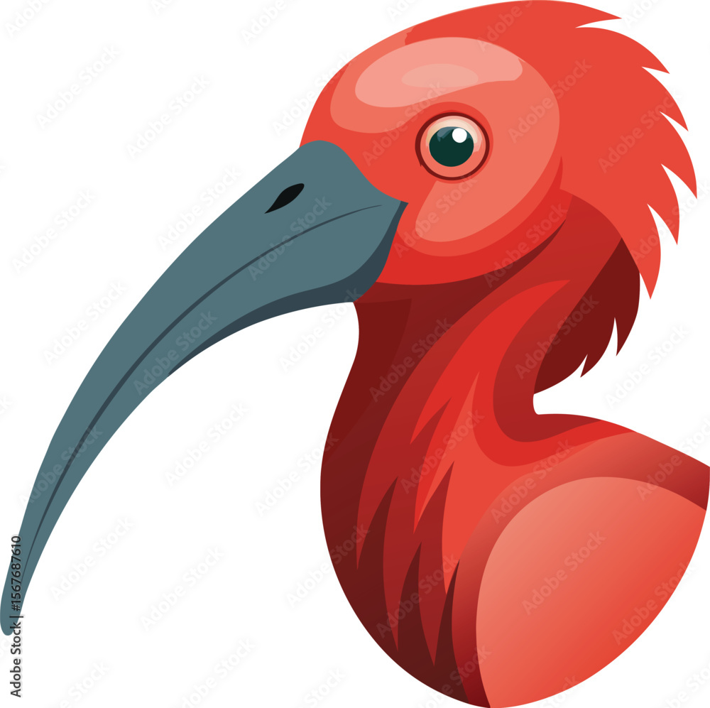 Obraz premium Red Ibis Bird Vector Avatar