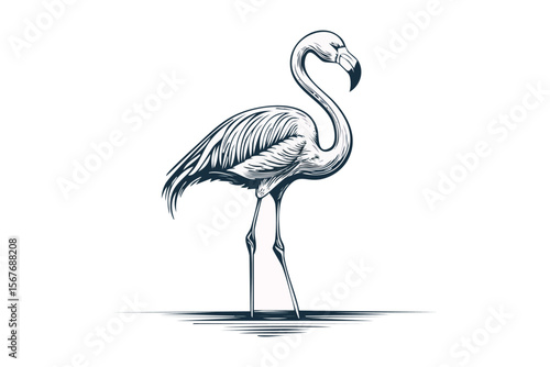 Stylized minimalist flamingo drawing with soft pink hues