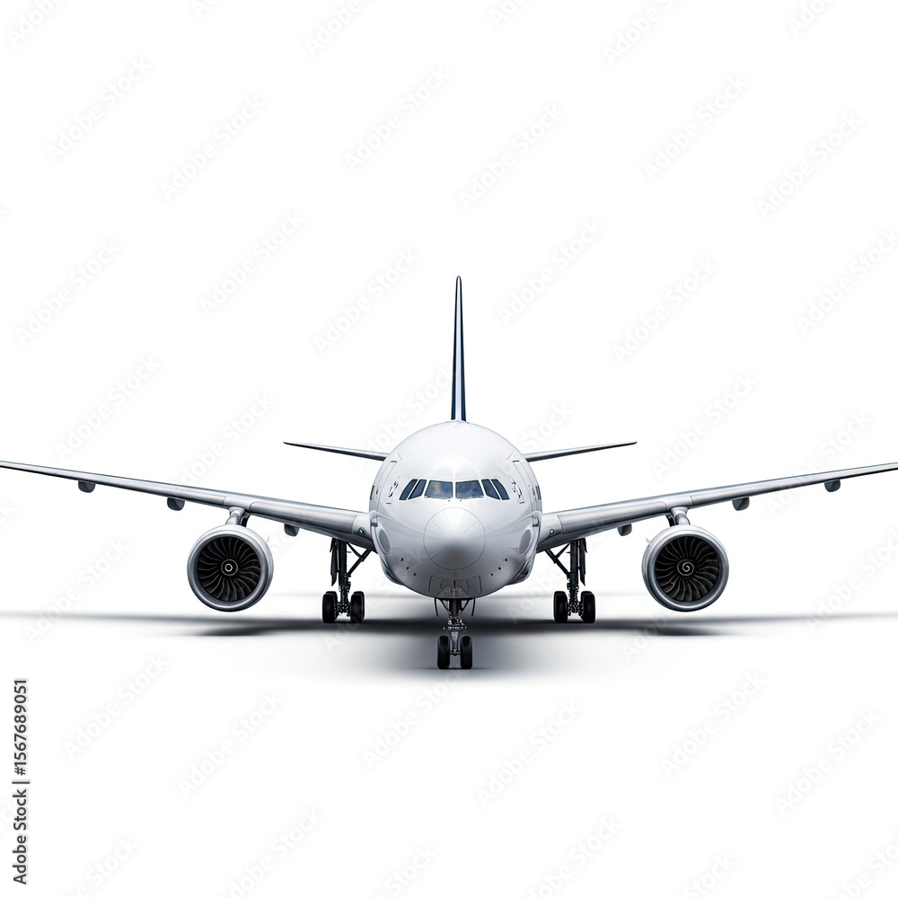Airbus Airplane: Front View, Commercial Aircraft, Aviation Industry Airbus Airplane: Front View, Commercial Aircraft, Aviation Industry