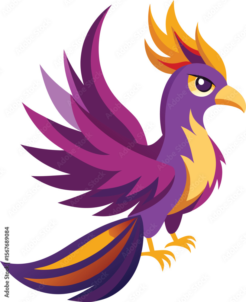 Obraz premium Mythical Purple Flying Bird Vector