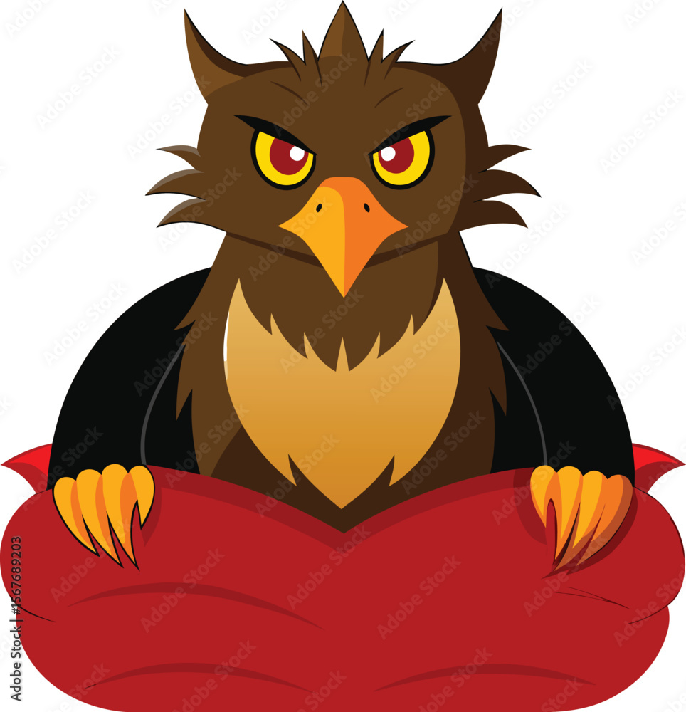 Naklejka premium Angry Brown Owl Character Vector