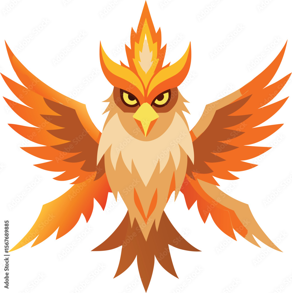 Fototapeta premium Golden Fire Phoenix Vector
