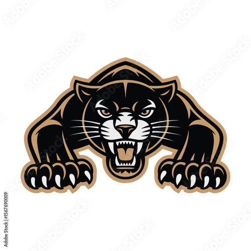 Fierce panther mascot graphic depicting strength and aggression against a white background
