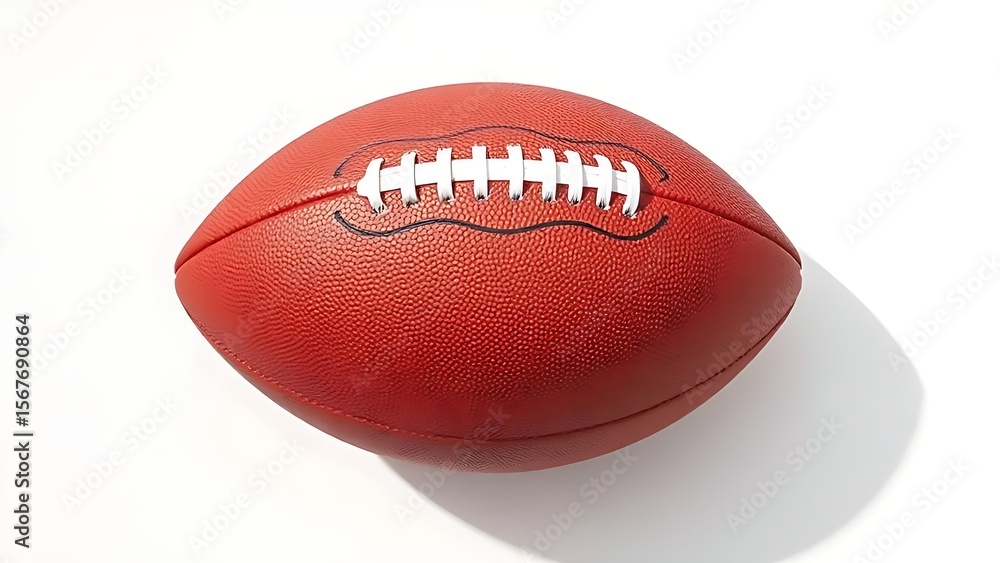 American Football Isolated on White Background with Crisp Shadows American Football Isolated on White Background with Crisp Shadows