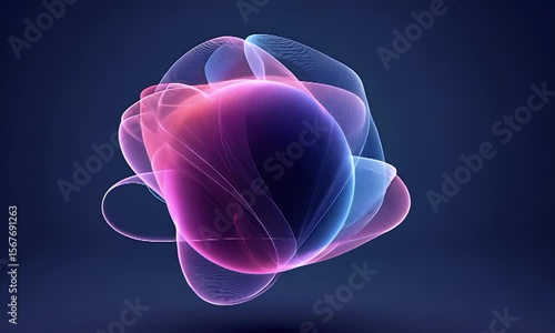 Abstract 3D Rendering of Colorful Flowing Forms and Waves