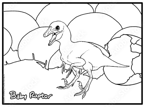 Baby Raptor Dinosaur Coloring Page