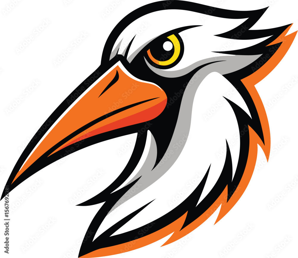 Obraz premium White Stork Head Vector Illustration