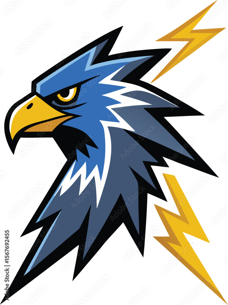 Fototapeta premium Blue Electric Eagle Head Vector