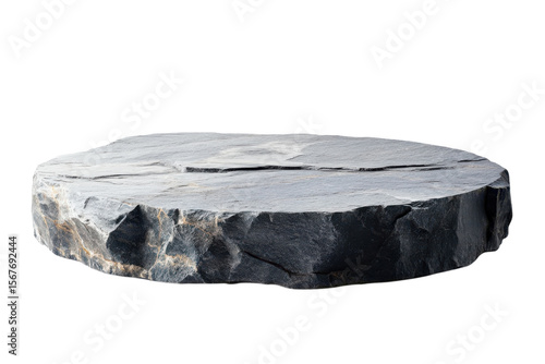 Stone Platform Mockup Natural Stone Pedestal Display Gray Rock Slab Isolated Mineral Texture on transparent background