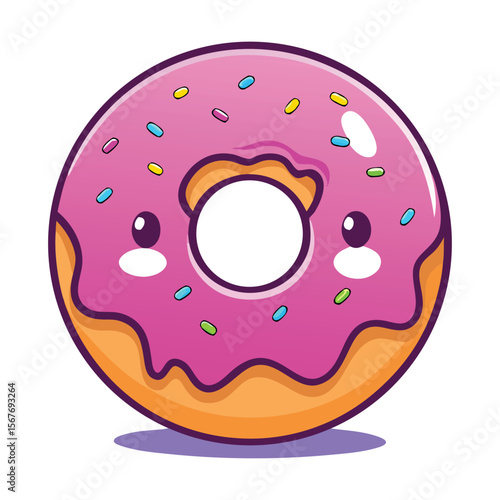Cute Donut With Pastel Icing And Blushing Cheeks