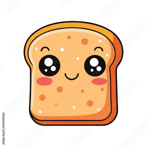 Cute Toasted Bread With Big Sparkly Eyes And A Happy Smile