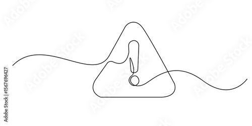 one continuous line drawing of prohibition sign.single line exclamation mark inside triangle.caution sign line art eps 10