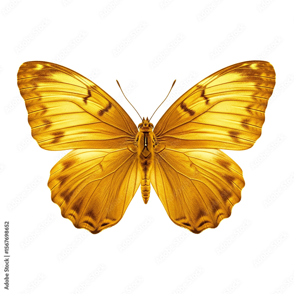 Fototapeta premium Close-Up of a Golden Butterfly Isolated on Transparent Background