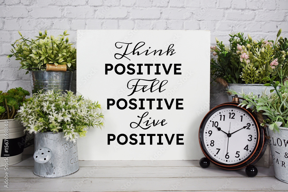 Fototapeta premium Think Positive, Fell Positive, Live Positive Motivational and Inspirational quotes