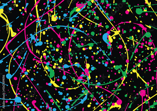 Abstract vector splatter color on black color background design. illustration vector design.