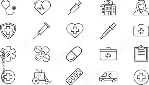 Medical Icons Healthcare Line Art Graphics for Websites and Apps