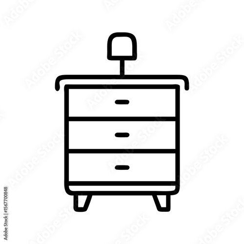 Minimalist nightstand with three drawers and lamp on top  