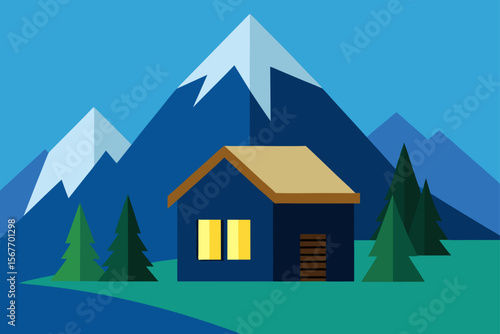 Remote Cabin at the Foot of a Mountain