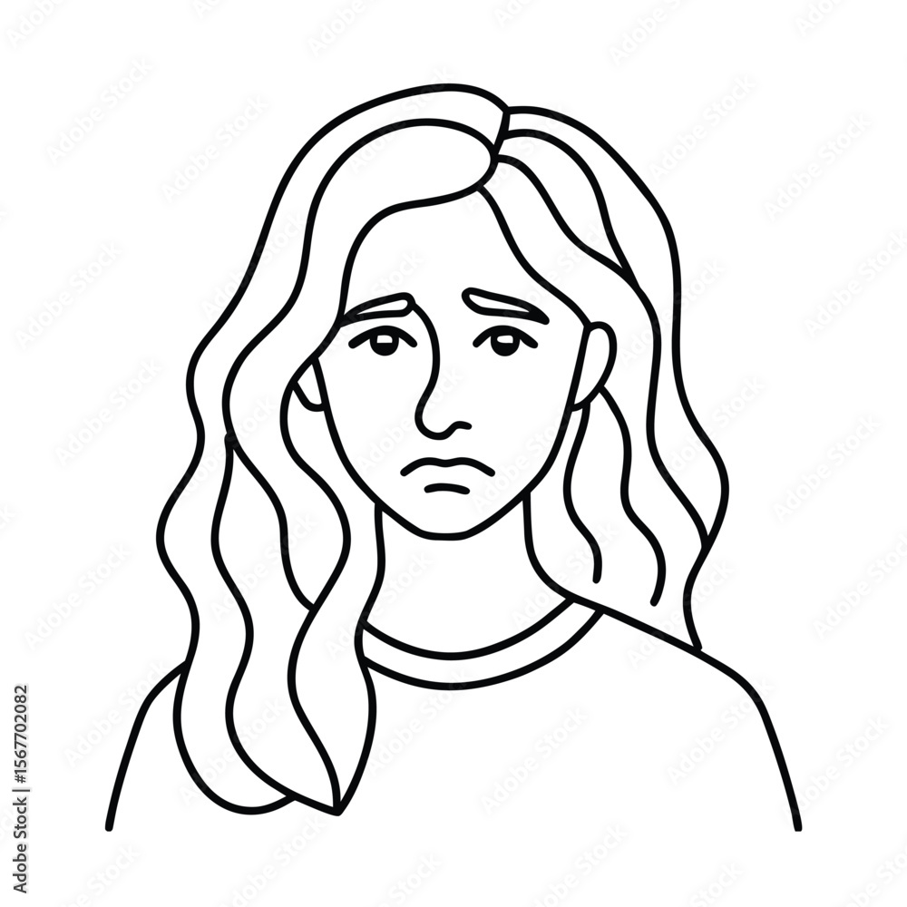 Continuous Line Drawings Of Young Woman Feeling Sad In Minimal One Line Art Style For Emotions Continuous Line Drawings Of Young Woman Feeling Sad In Minimal One Line Art Style For Emotions