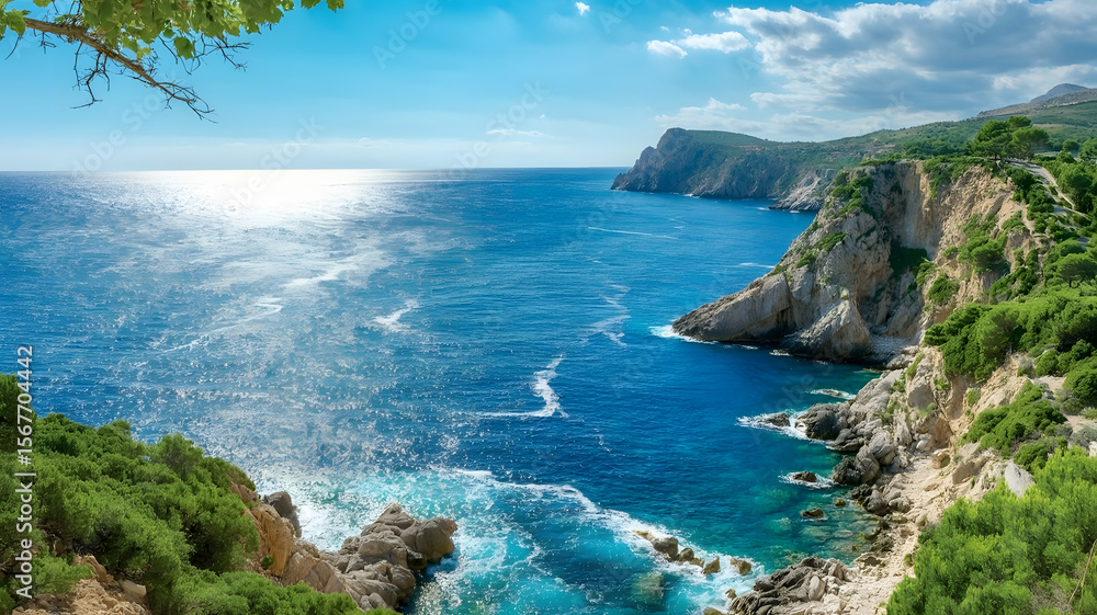 custom made wallpaper toronto digitalTranquil Sunrise Over Ocean and Mountains in Panoramic Harmony