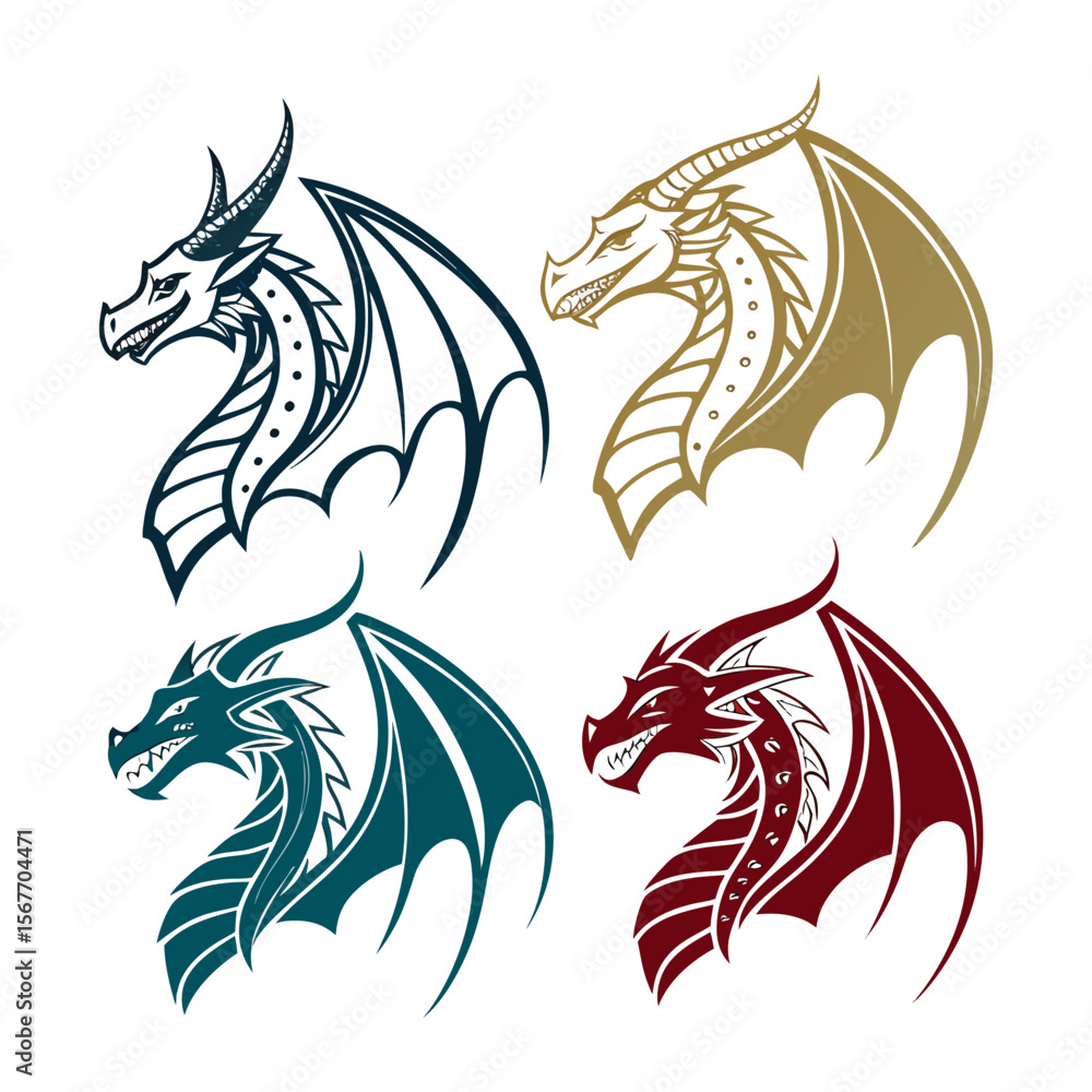 Fototapeta premium Set of three dragons