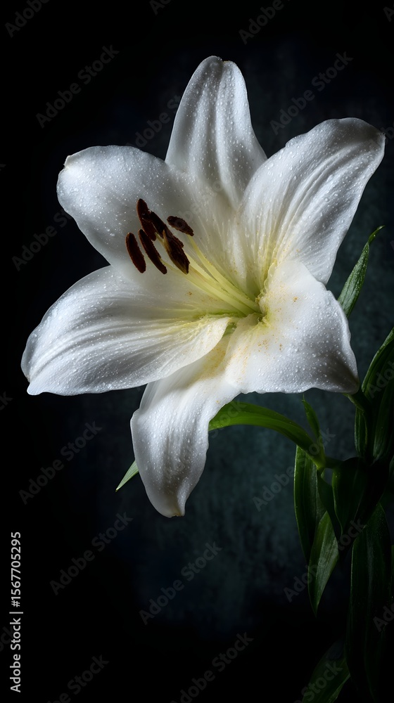 Fototapeta premium Elegant White Lily in Dramatic Lighting