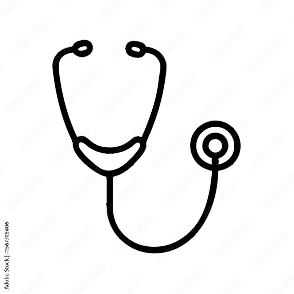 Vector illustration of a classic stethoscope con, outline - medical and telehealth concept Vector illustration of a classic stethoscope con, outline - medical and telehealth concept