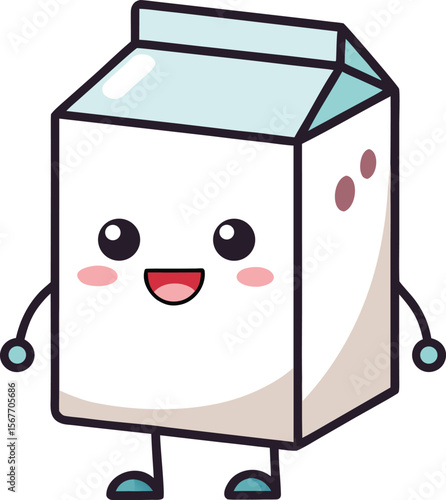 Milk Carton Sitting With Feet Dangling Smiling Illustration